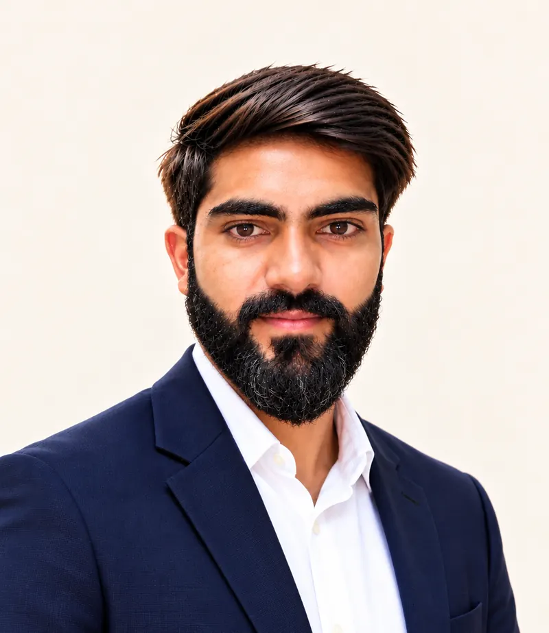 Kuldipsinh Chauhan Kuldipsinh Chauhan, digital marketer, in a navy suit
